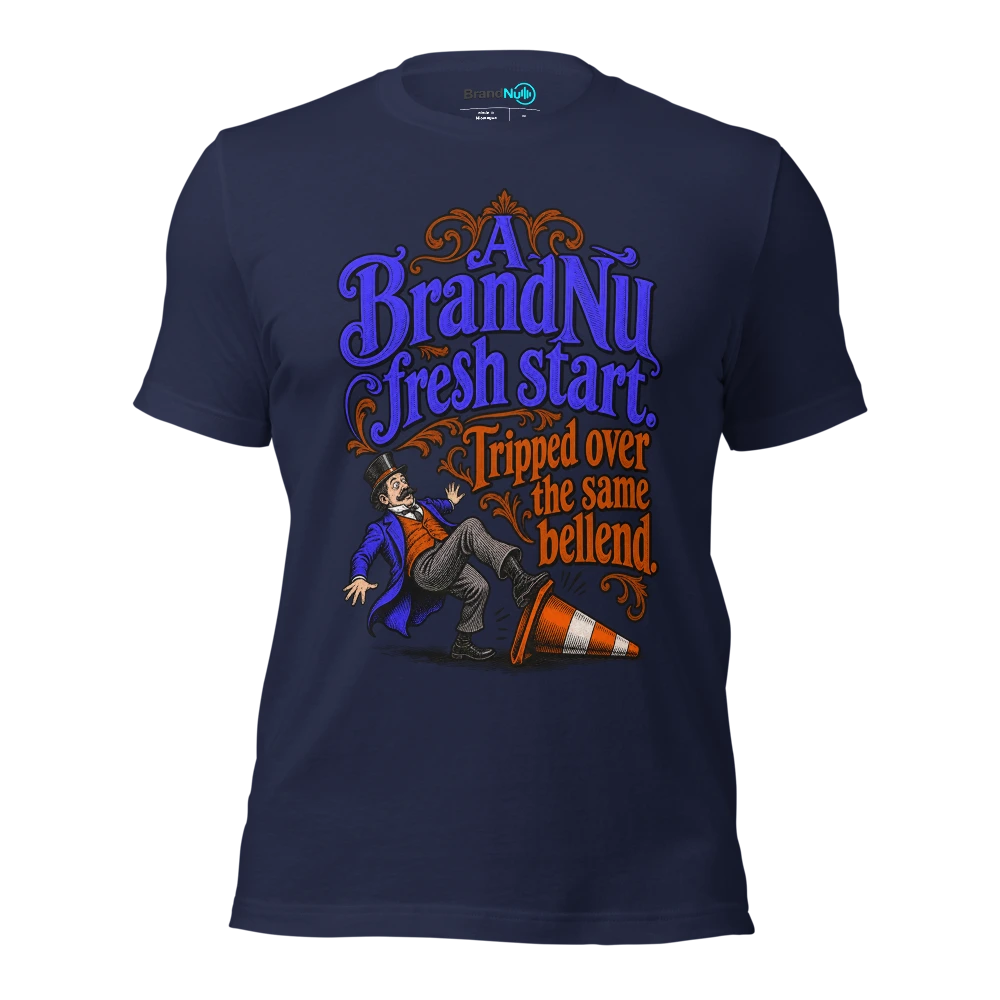 A BrandNu fresh start. Tripped over the same bellend T Shirt Navy Front