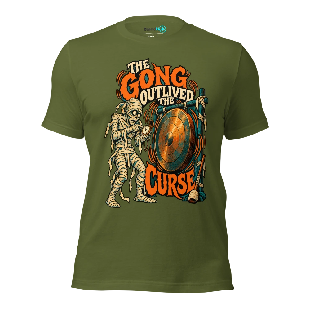 THE GONG OUTLIVED THE CURSE T Shirt Olive Front