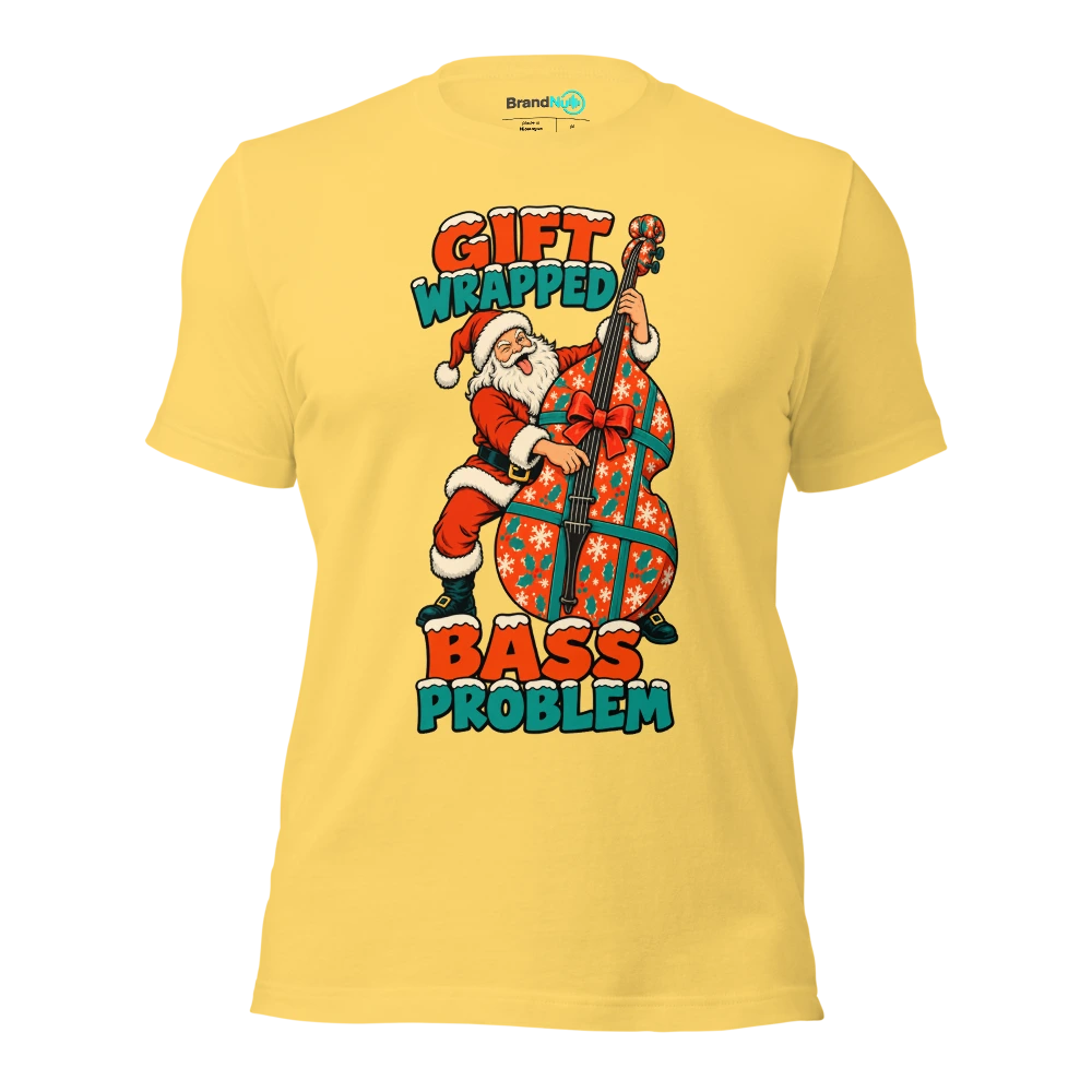 GIFT WRAPPED BASS PROBLEM T Shirt Yellow Front