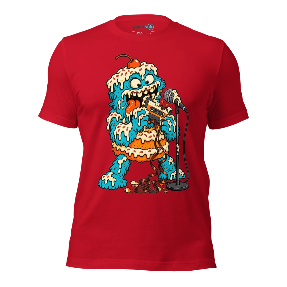 THE CAKE MONSTER HAS EATEN THE BACKING TRACK T Shirt Red Front