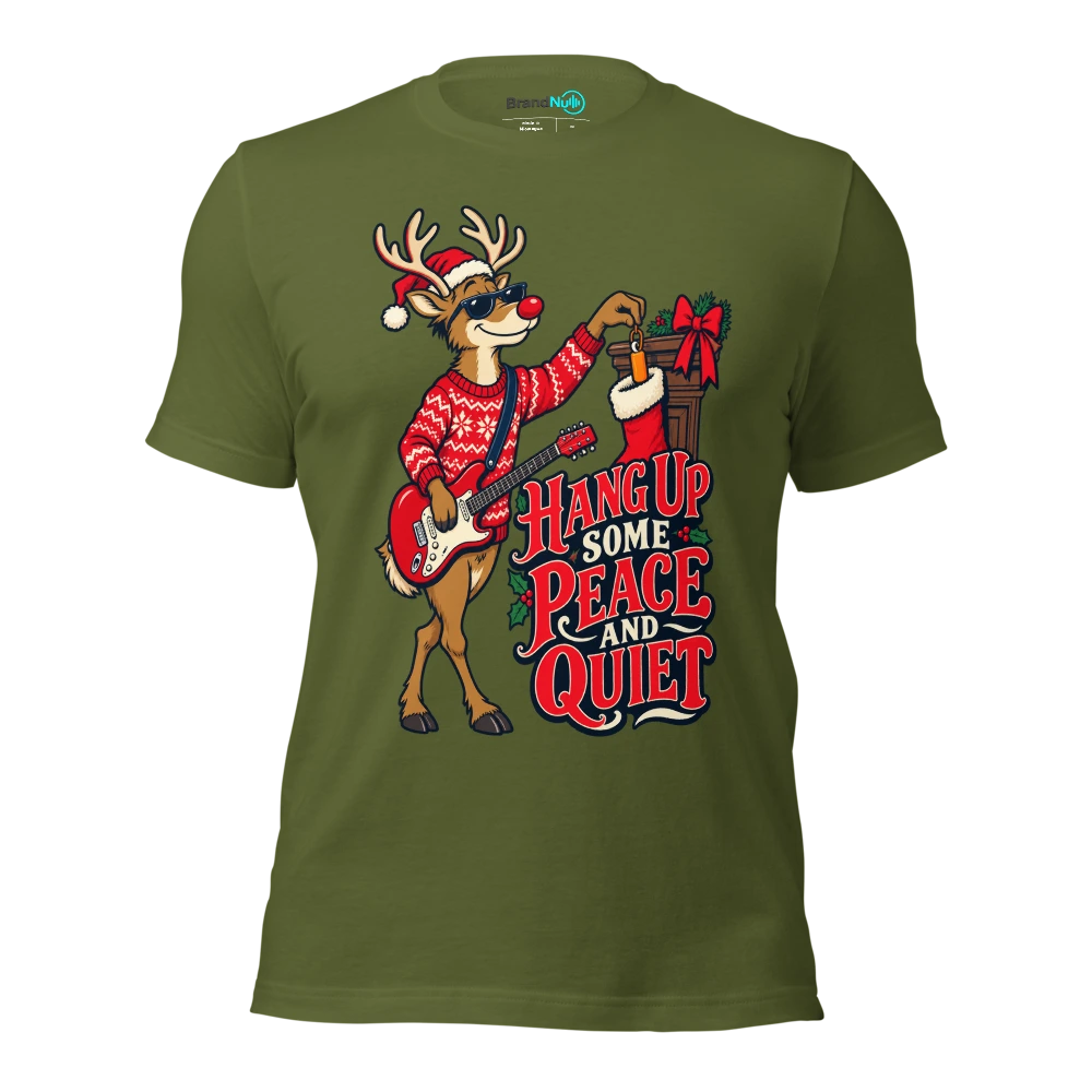 HANG UP SOME PEACE AND QUIET T Shirt Olive Front