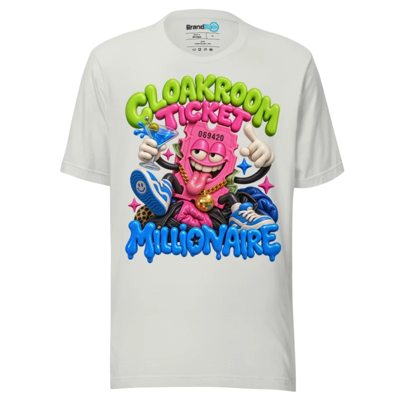 BrandNu Cloakroom Ticket Millionaire T-Shirt - Silver