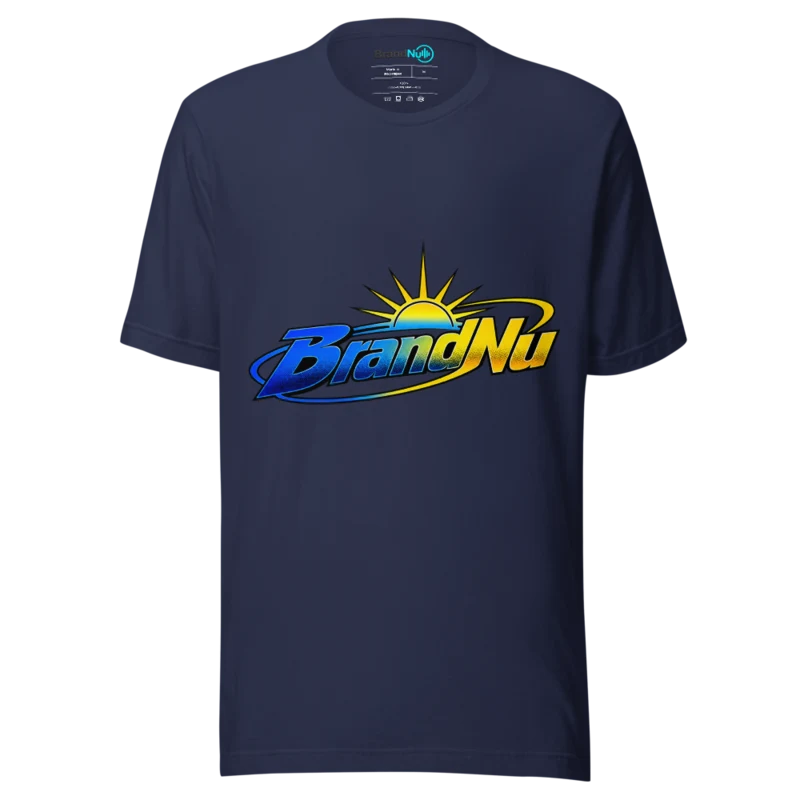 Bold Blue and Yellow Gradient BrandNu T Shirt - Sunrise Orbit Edition - Navy