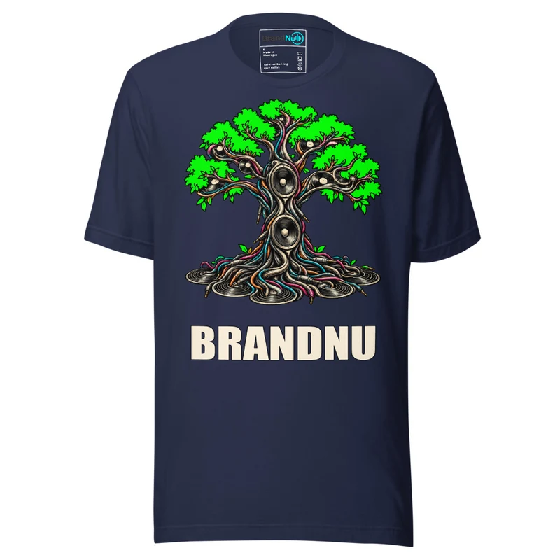 Solid Roots Green Screen DJ & Rave T Shirt Navy