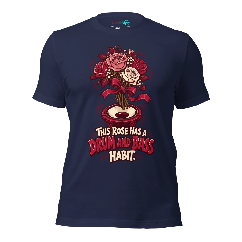 THIS ROSE HAS A DRUM AND BASS HABIT T Shirt Navy Front