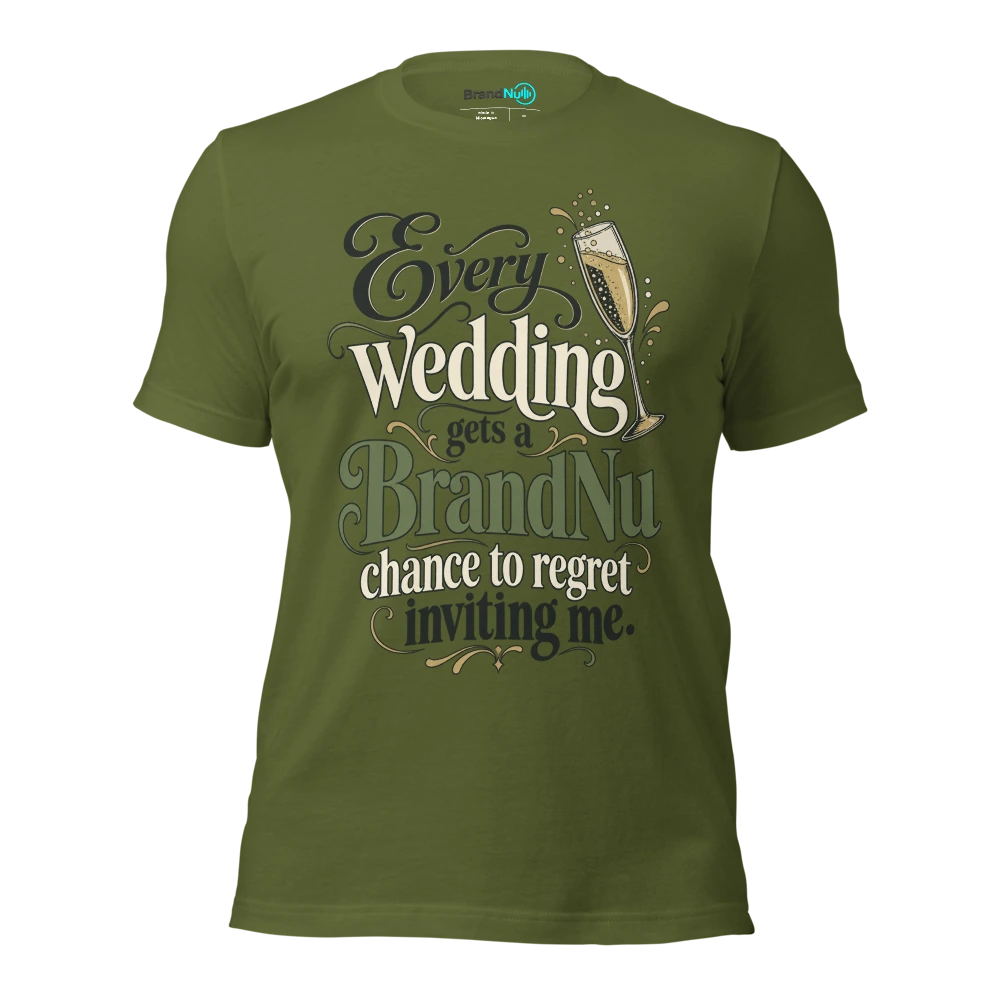 Every wedding gets a BrandNu chance to regret inviting me T Shirt Olive Front