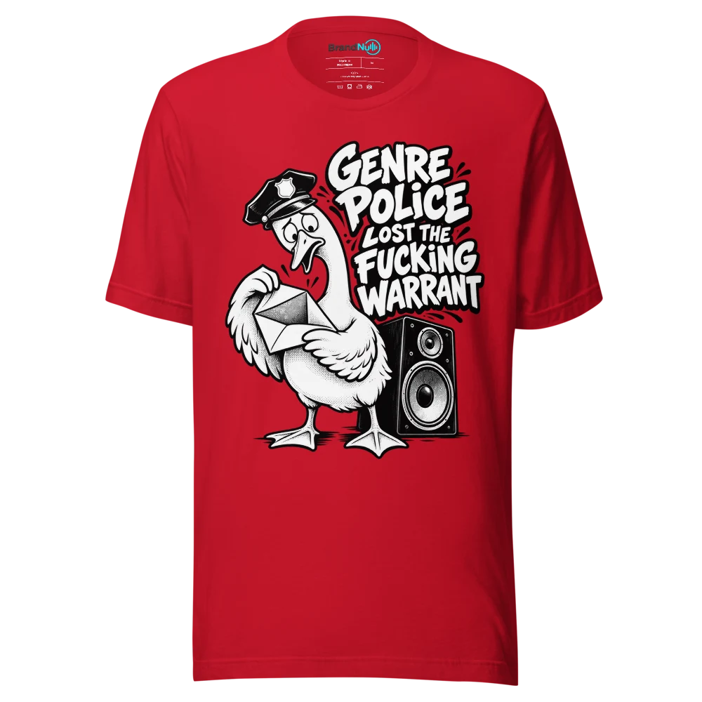 GENRE POLICE LOST THE FUCKING WARRANT T Shirt Red Front