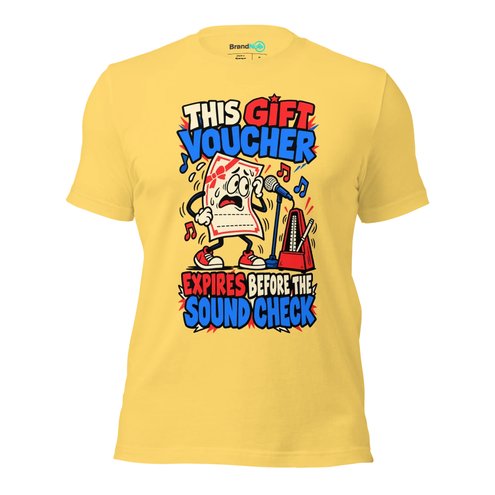 THIS GIFT VOUCHER EXPIRES BEFORE THE SOUND CHECK T Shirt Yellow Front