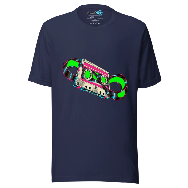 Cassette Wormhole – Electronic Music Graphic T Shirt Navy