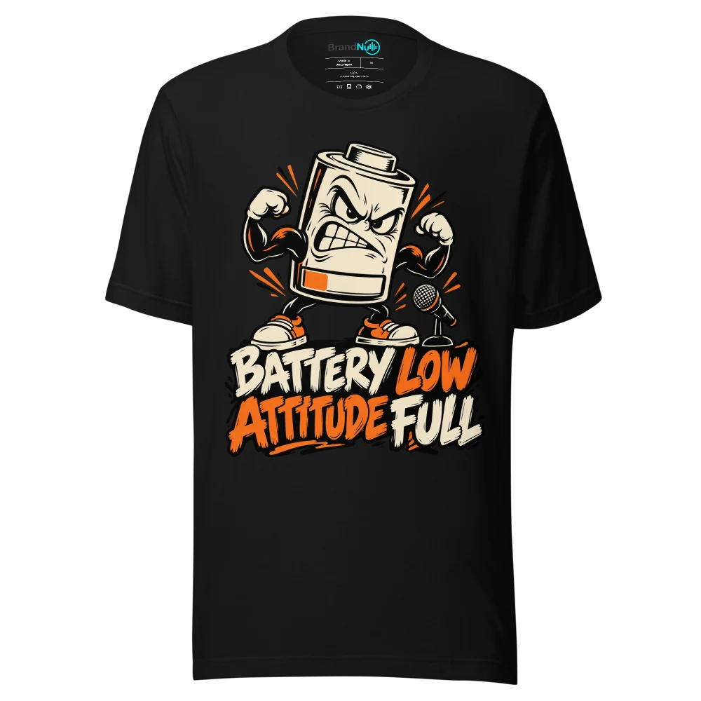 BATTERY LOW ATTITUDE FULL T Shirt Black Front