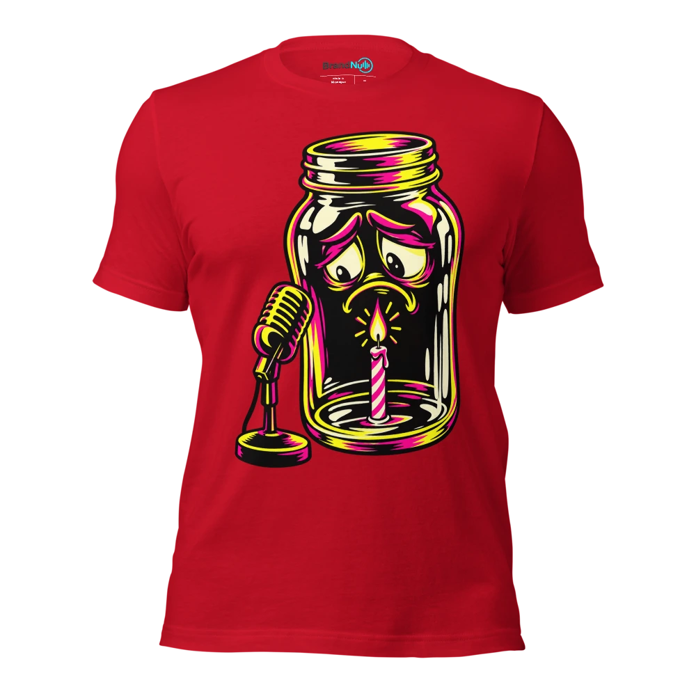 THE BUSKING JAR CONTAINS A BIRTHDAY CANDLE T Shirt Red Front