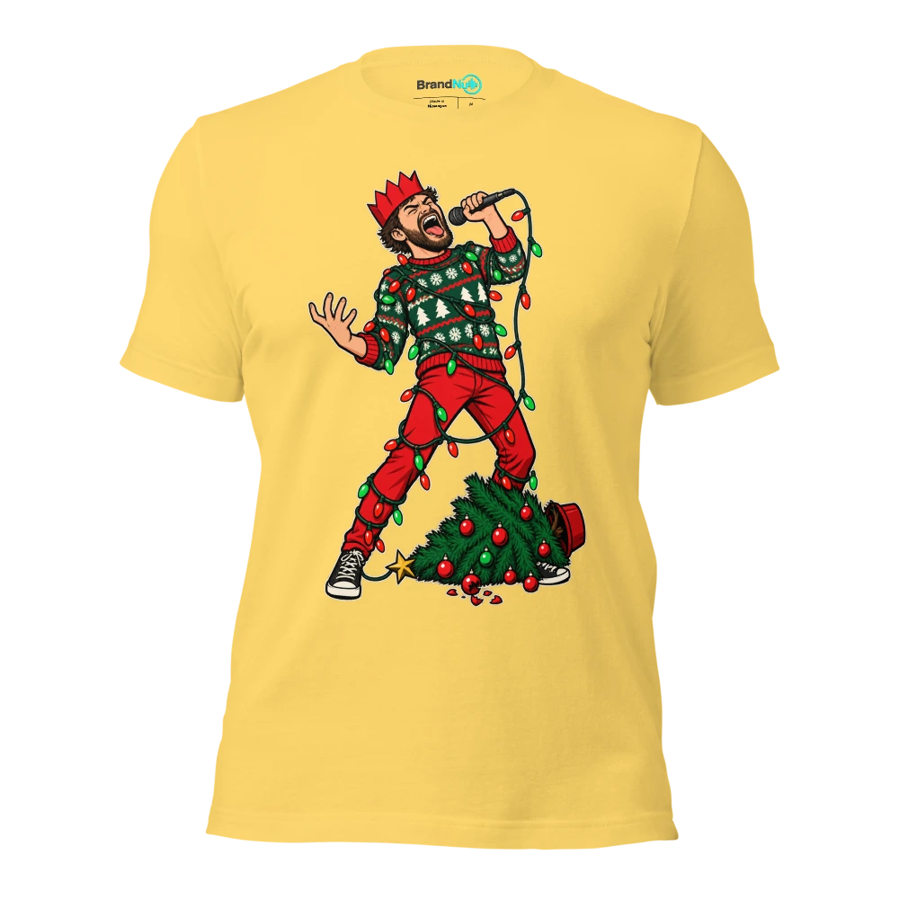 FESTIVE DRESS CODE EMOTIONAL DAMAGE OPTIONAL T Shirt Yellow Front