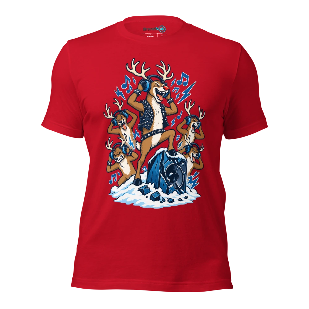 THE REINDEER HAVE UNIONISED OVER THE PLAYLIST T Shirt Red Front