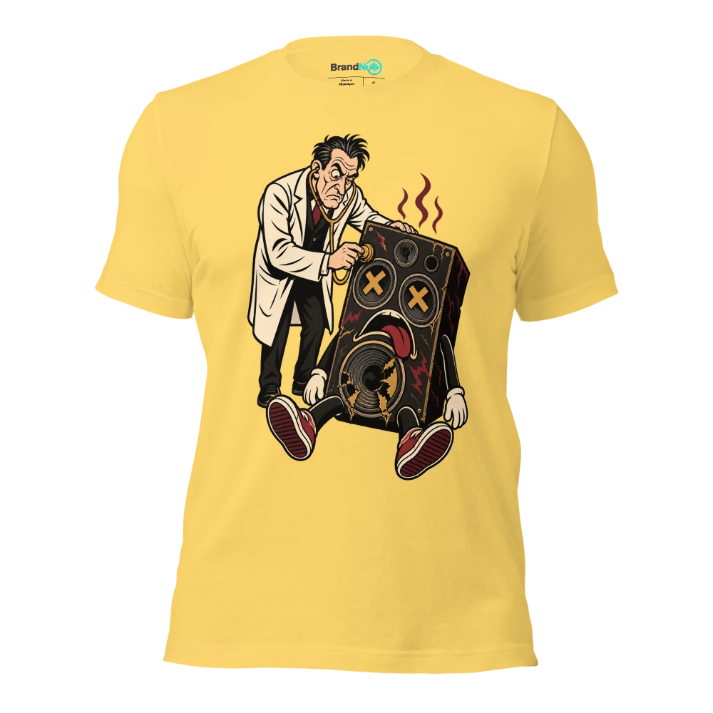 THE DJ KILLED IT THE CORONER DISAGREES T Shirt Yellow Front