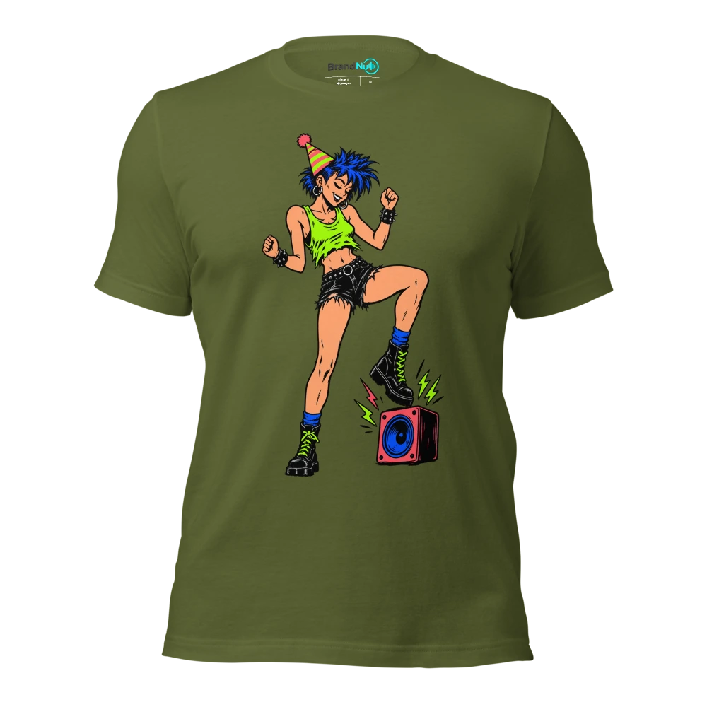 MY DANCEFLOOR EXPERIENCE NOW INCLUDES STRETCHING T Shirt Olive Front