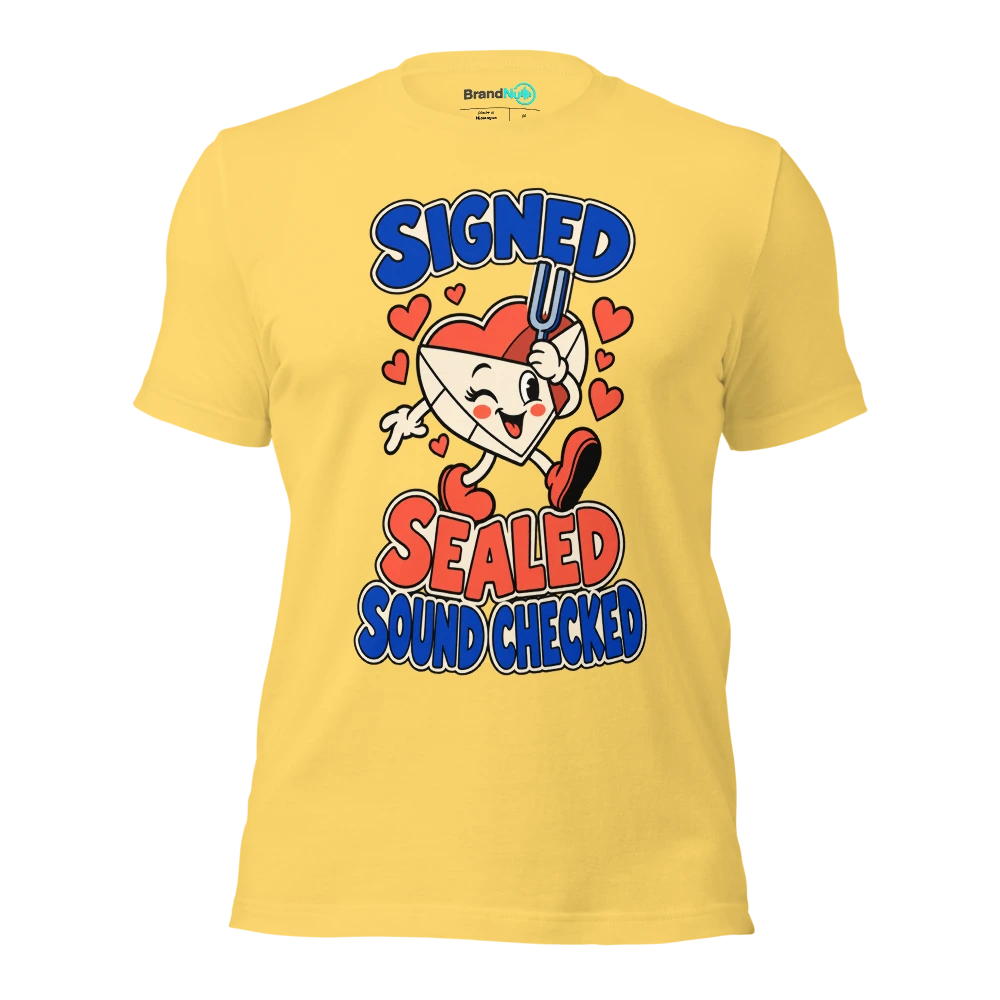 SIGNED SEALED SOUND CHECKED T Shirt Yellow Front