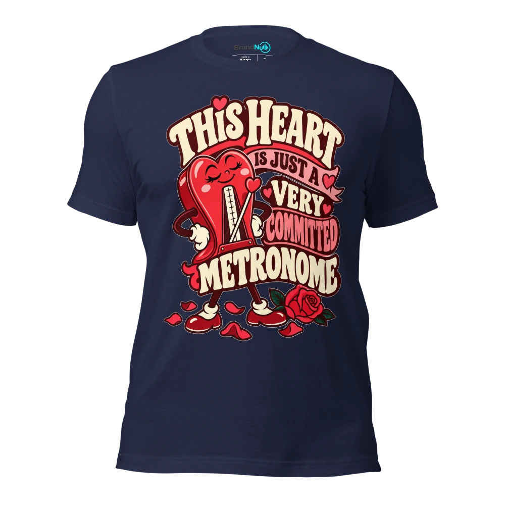 THIS HEART IS JUST A VERY COMMITTED METRONOME T Shirt Navy Front