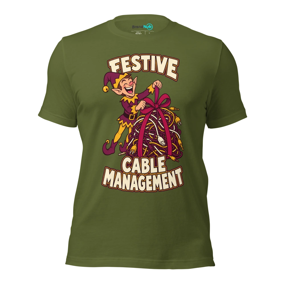 FESTIVE CABLE MANAGEMENT T Shirt Olive Front