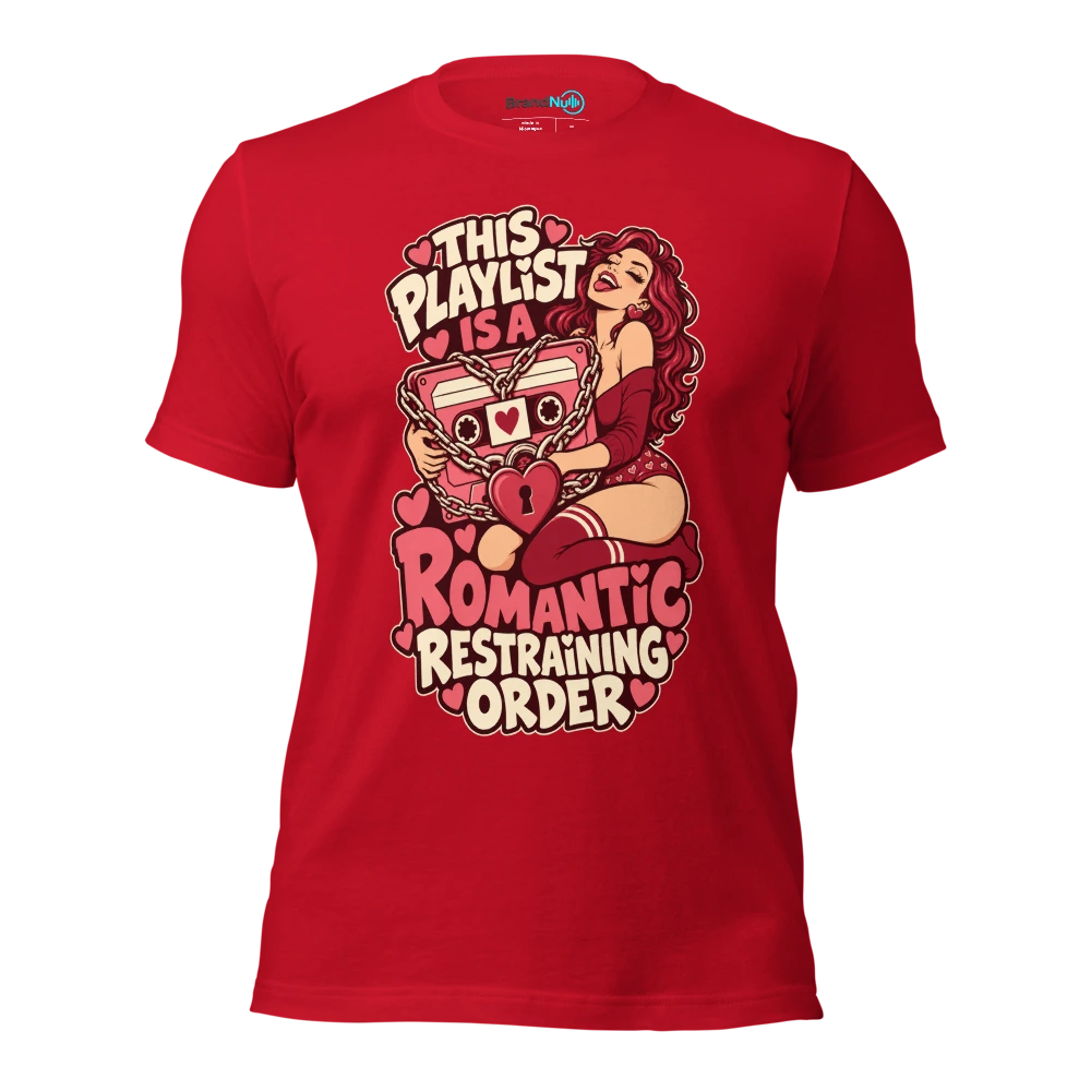 THIS PLAYLIST IS A ROMANTIC RESTRAINING ORDER T Shirt Red Front