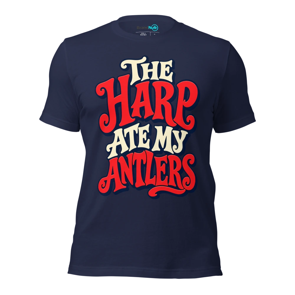 THE HARP ATE MY ANTLERS T Shirt Navy Front
