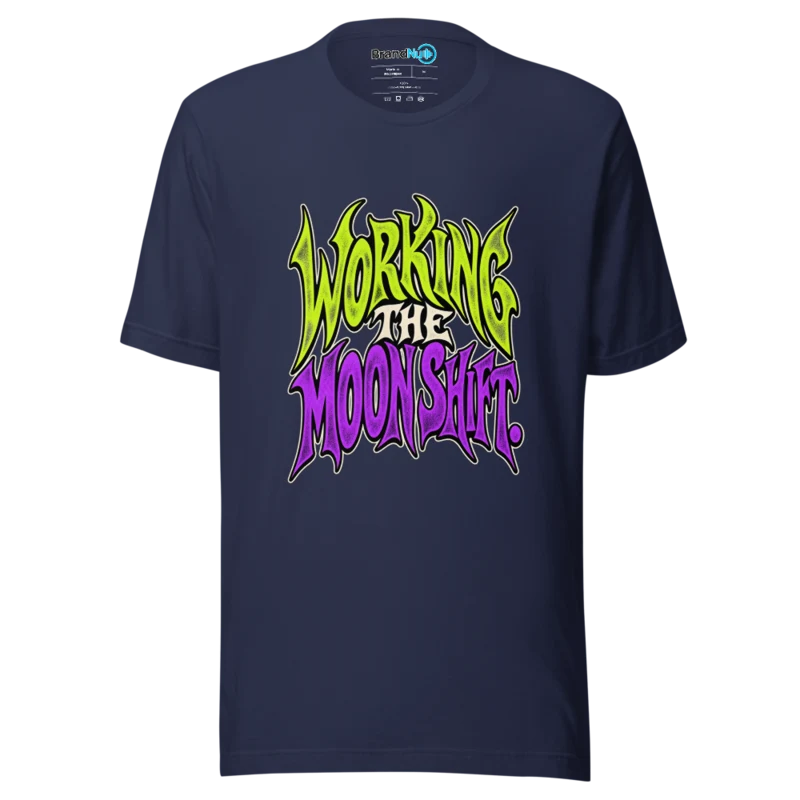 Working The Moon Shift T Shirt - Navy