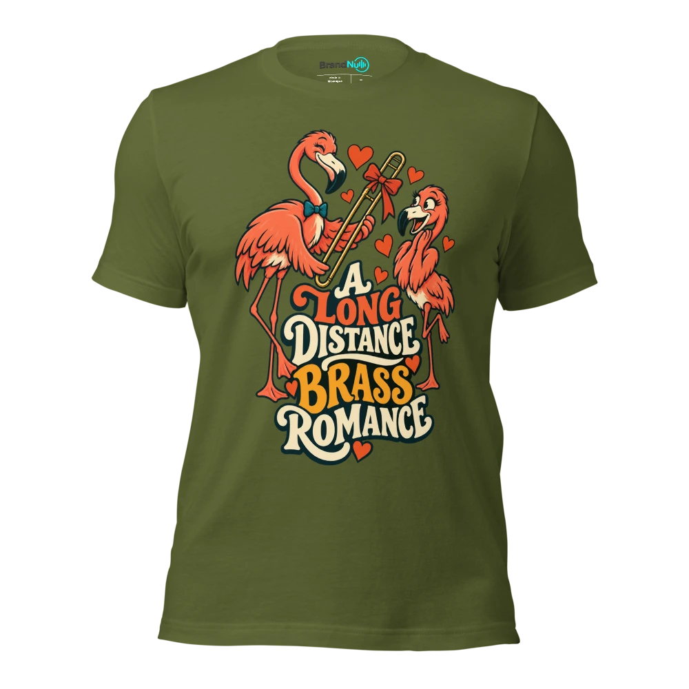 A LONG DISTANCE BRASS ROMANCE T Shirt Olive Front