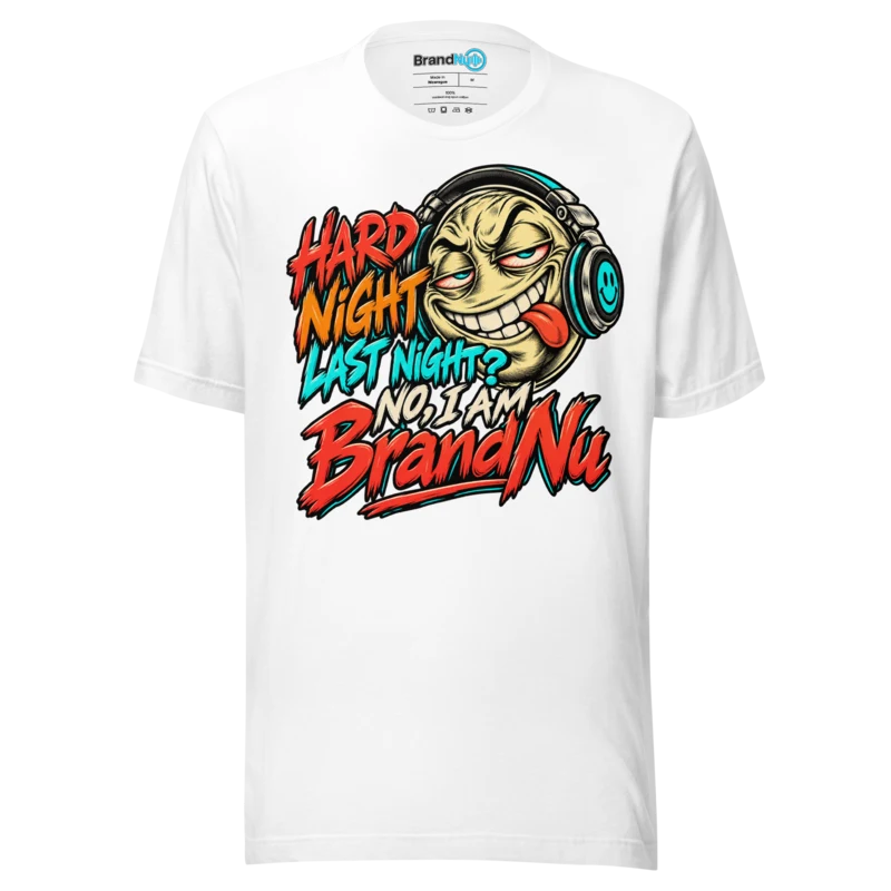 T-Shirt with Hard Night Last Night Design White front