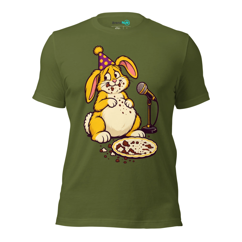 THE RABBIT ATE THE CAKE BEFORE THE SOUND CHECK T Shirt Olive Front