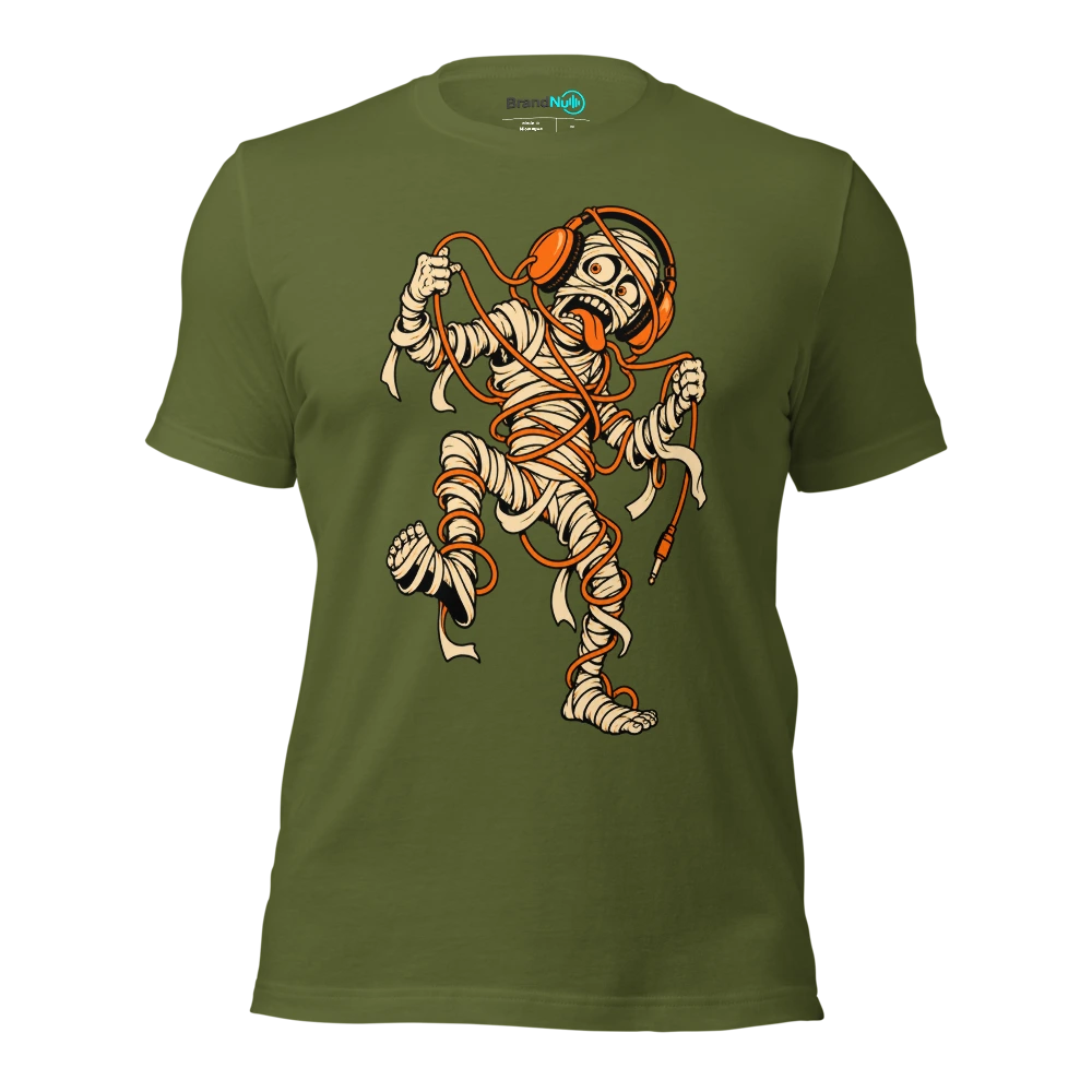 WRAPPED UP IN MY OWN HEADPHONES T Shirt Olive Front