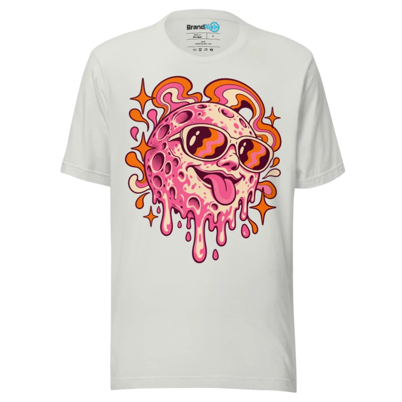 Melting Disco Moon T Shirt Silver
