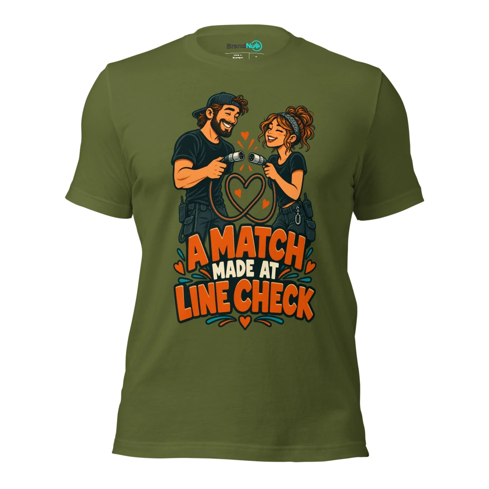 A MATCH MADE AT LINE CHECK T Shirt Olive Front