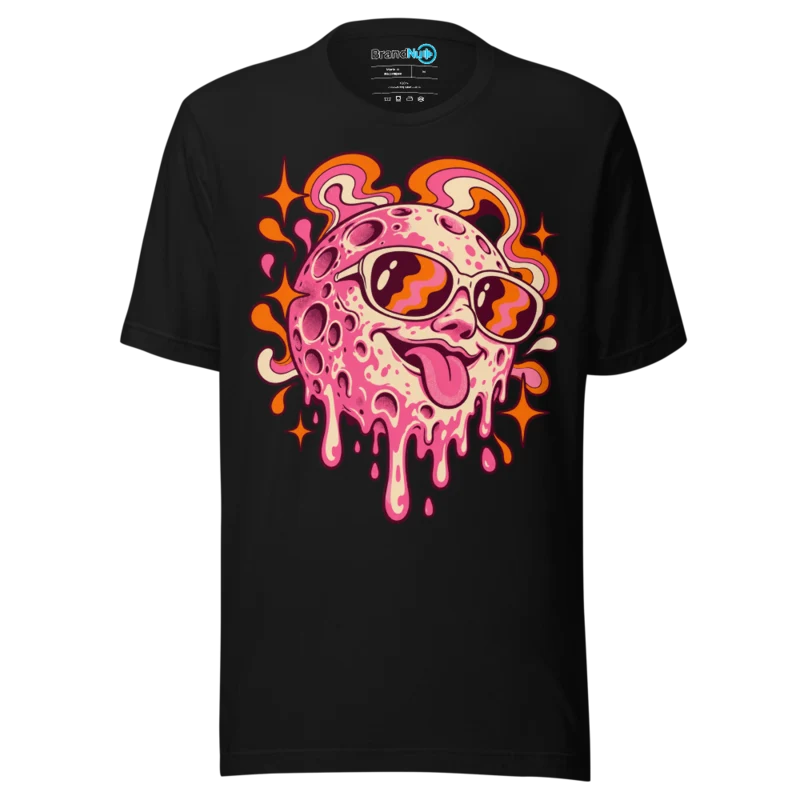Melting Disco Moon T Shirt Black