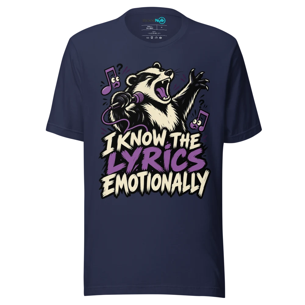 I KNOW THE LYRICS EMOTIONALLY T Shirt Navy Front