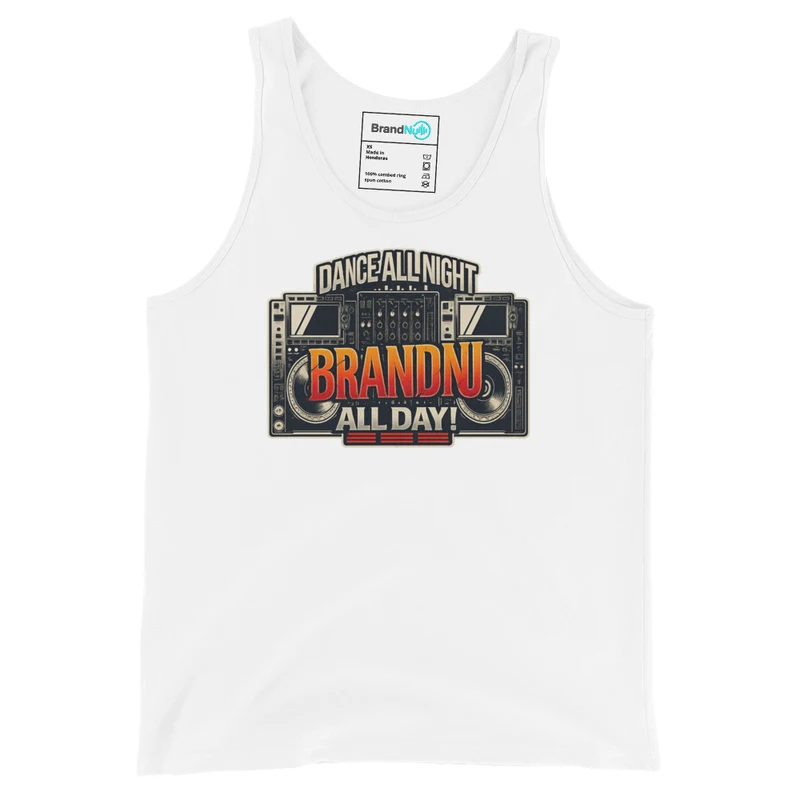 Dance All Night All Day BrandNu Tank Top Boom Box Edition - White