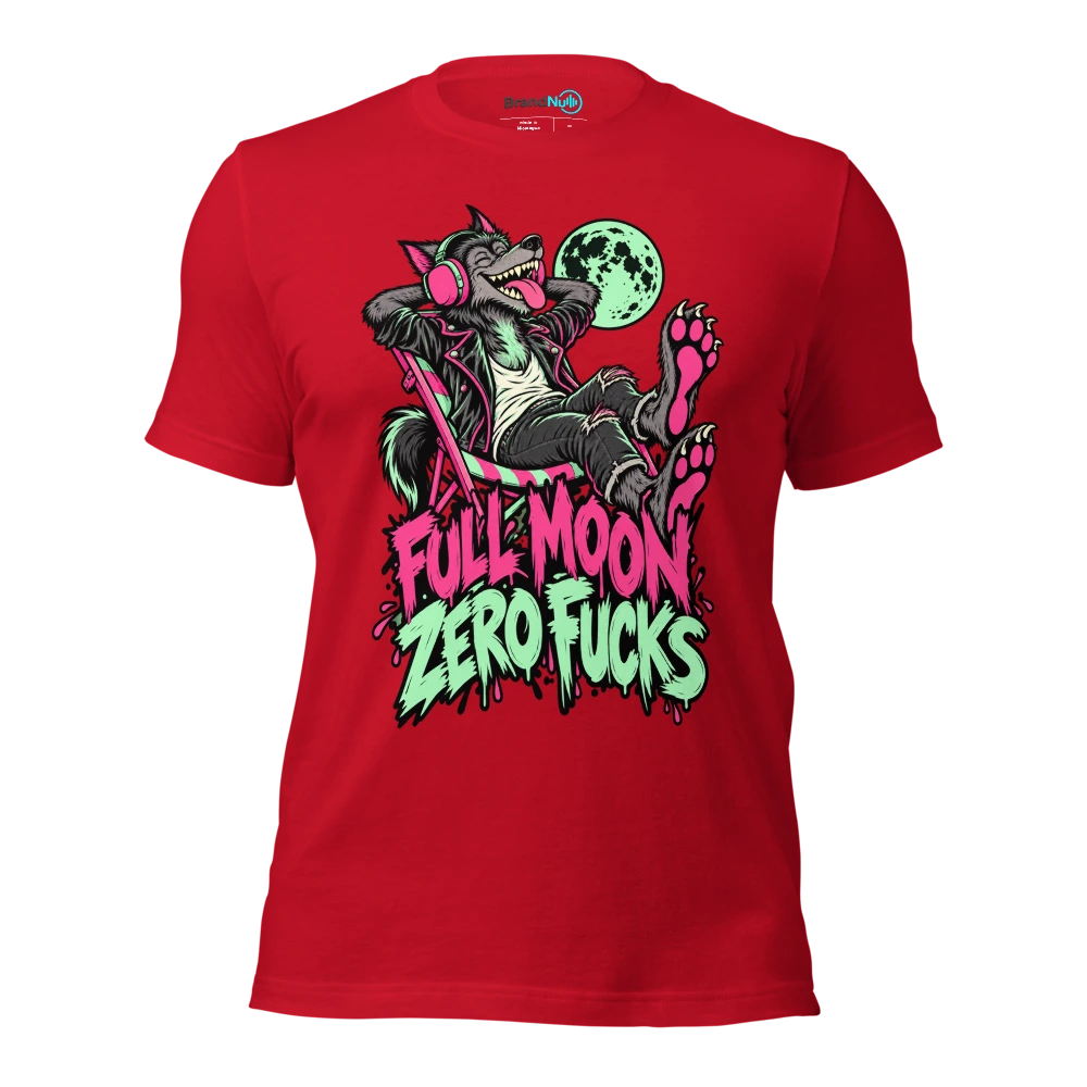 FULL MOON ZERO FUCKS T Shirt Red Front