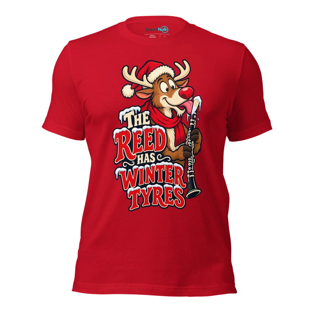 THE REED HAS WINTER TYRES T Shirt Red Front