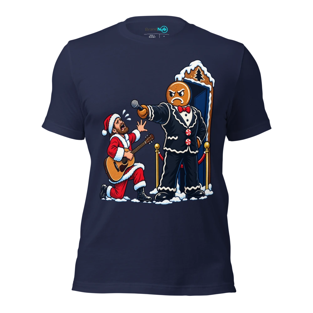 THE GINGERBREAD BOUNCER HAS REJECTED MY REQUEST T Shirt Navy Front