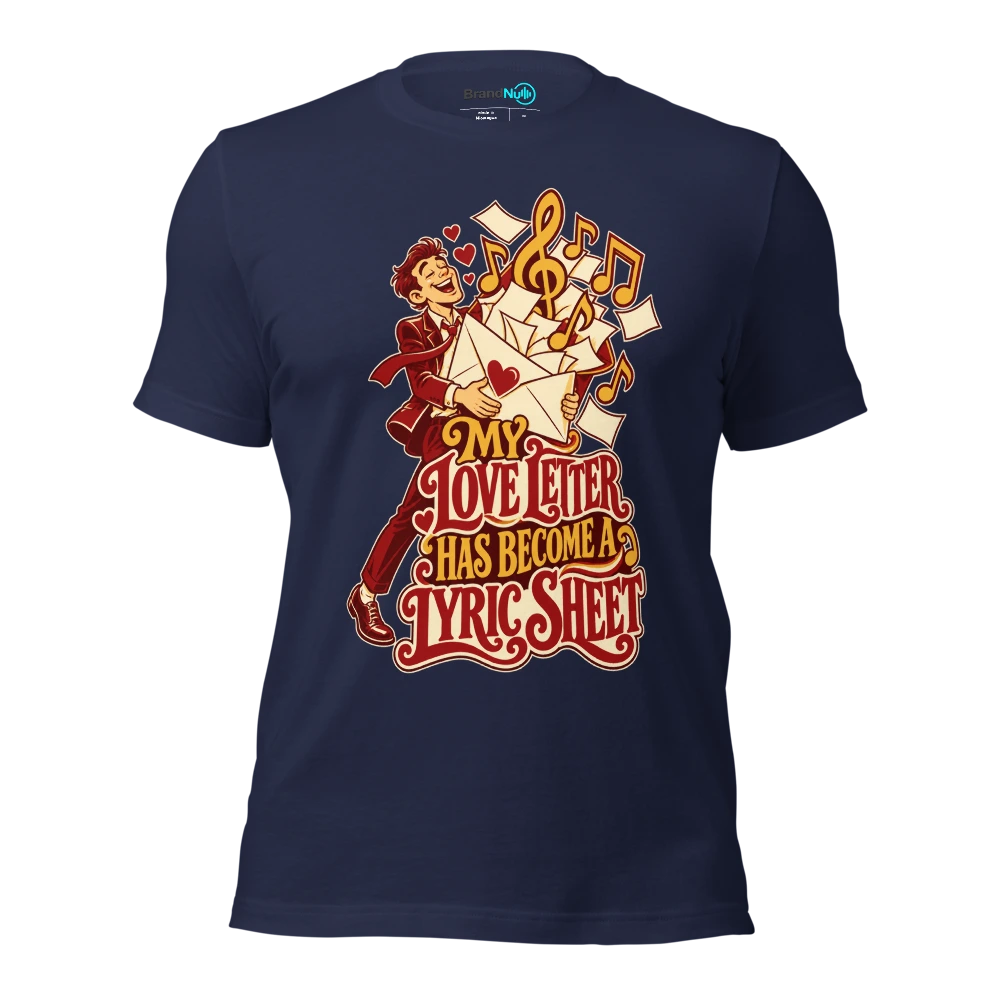 MY LOVE LETTER HAS BECOME A LYRIC SHEET T Shirt Navy Front
