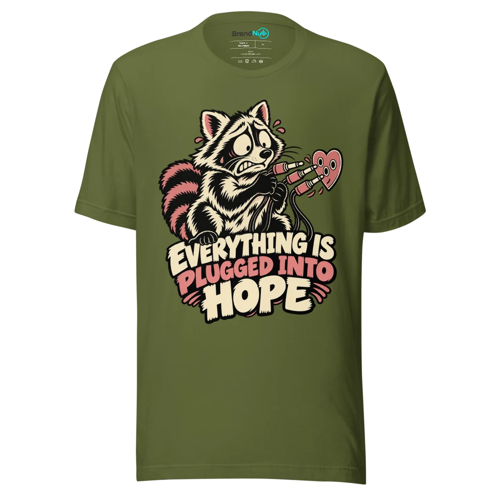 EVERYTHING IS PLUGGED INTO HOPE T Shirt Olive Front