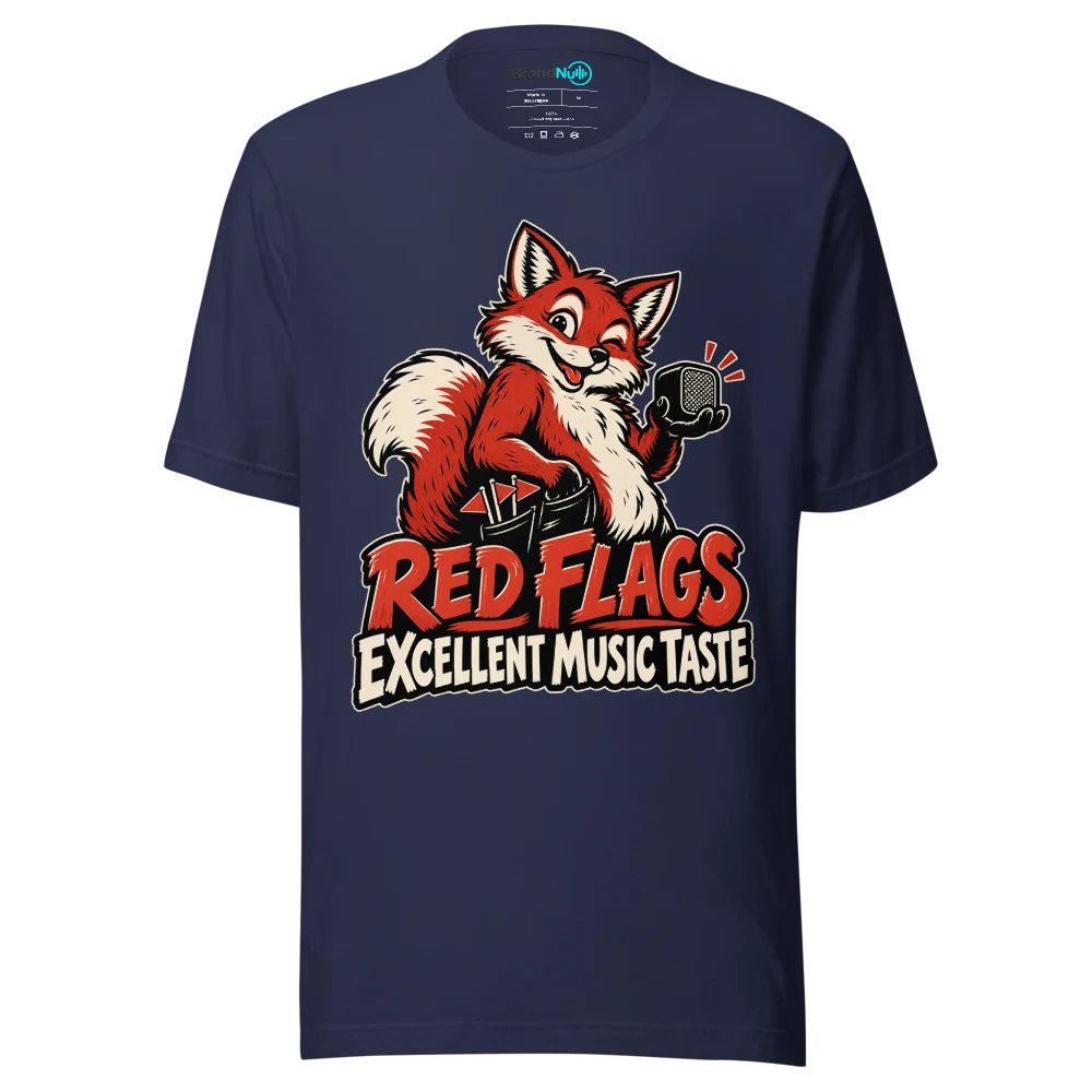 RED FLAGS EXCELLENT MUSIC TASTE T Shirt Navy Front