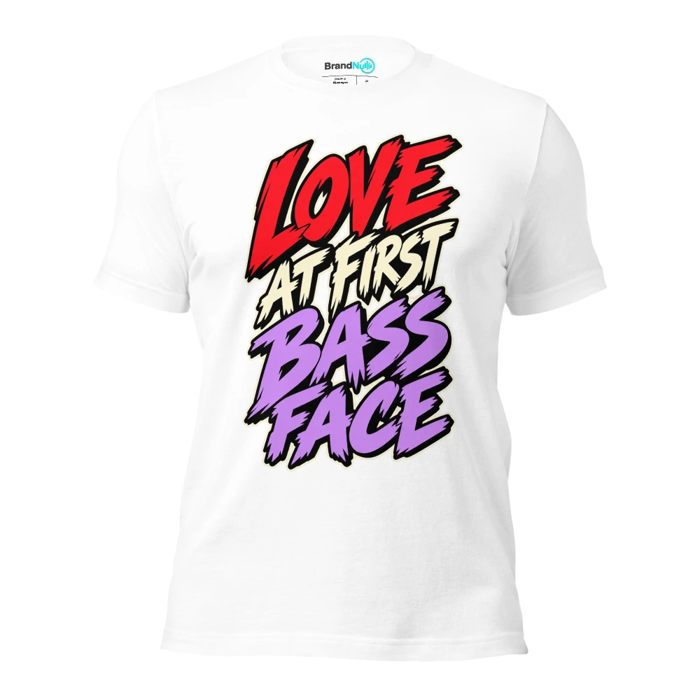 LOVE AT FIRST BASS FACE T Shirt White Front