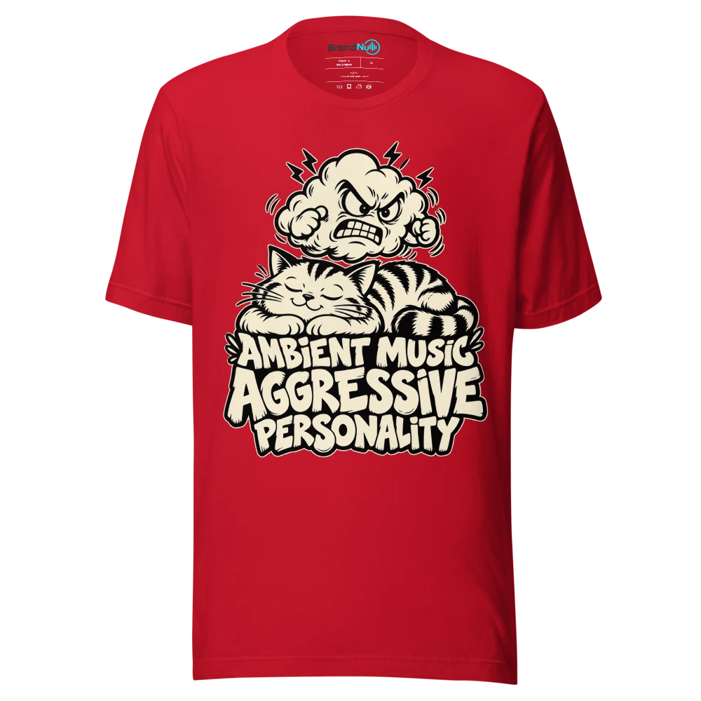 AMBIENT MUSIC AGGRESSIVE PERSONALITY T Shirt Red Front