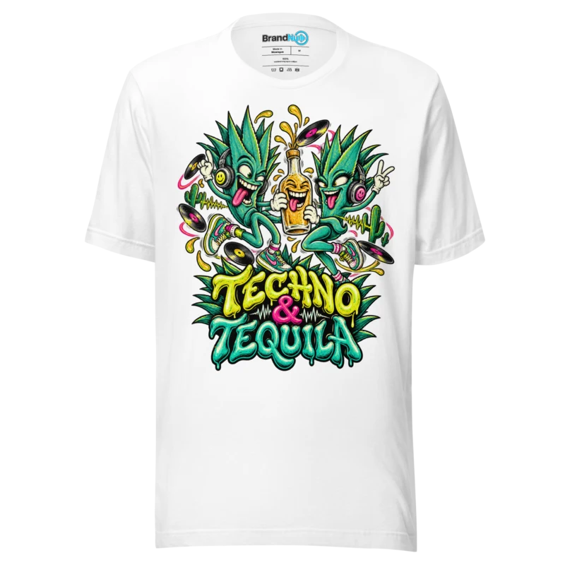 Techno & Tequila T Shirt – Minimal Party Statement