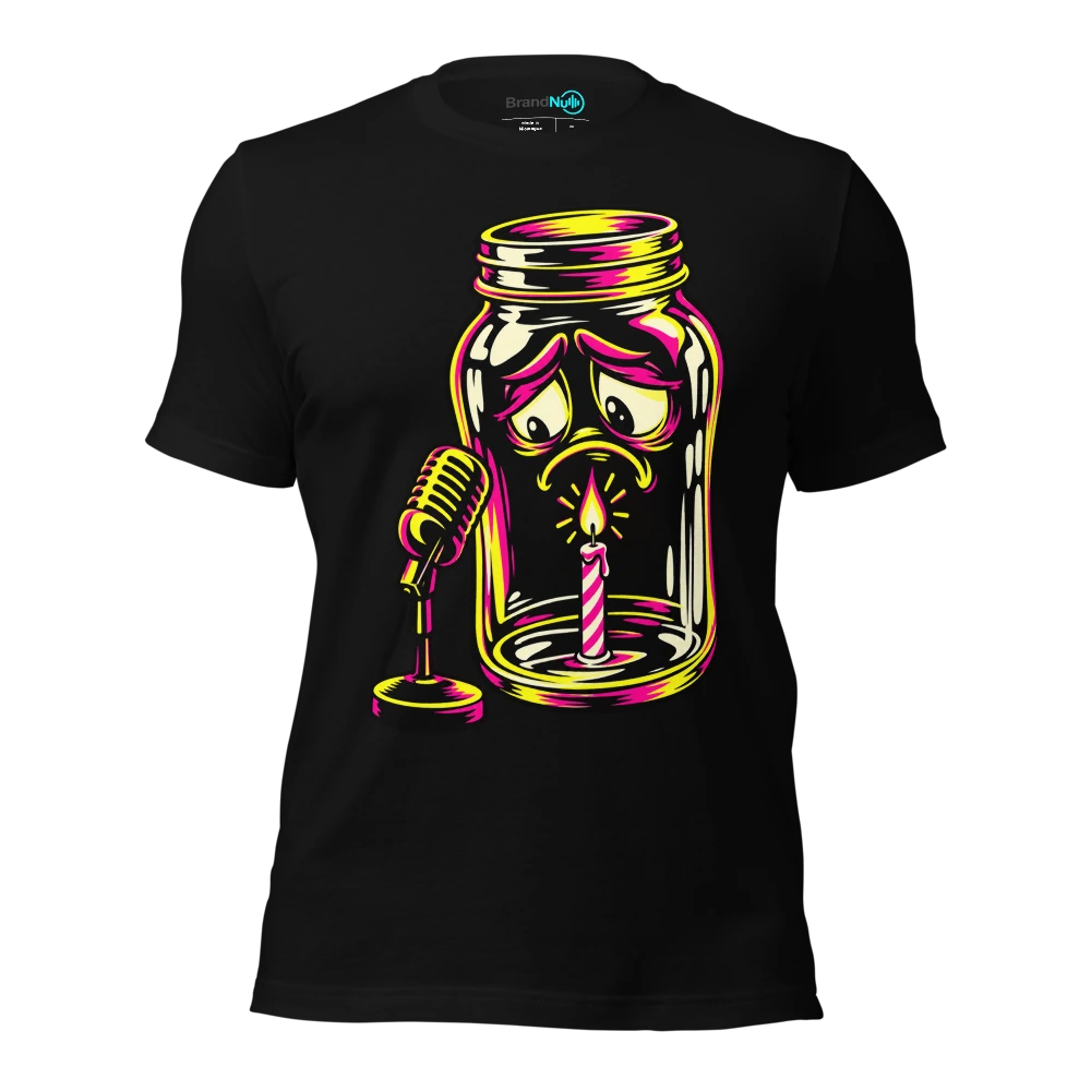 THE BUSKING JAR CONTAINS A BIRTHDAY CANDLE T-SHIRT