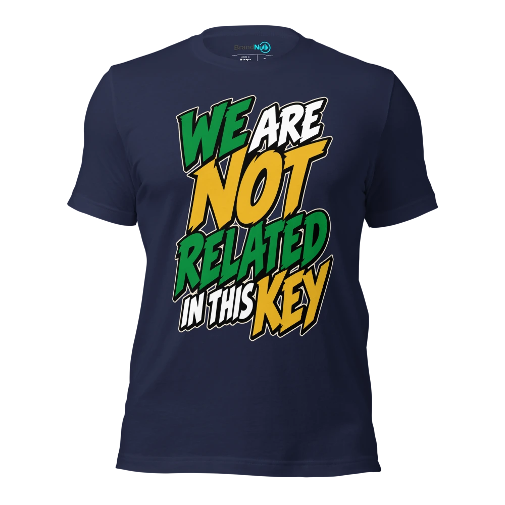 WE ARE NOT RELATED IN THIS KEY T Shirt Navy Front