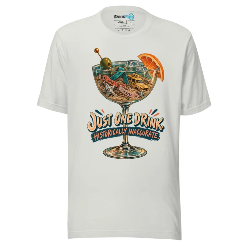 BrandNu Just One Drink – Rave Slogan T-Shirt - Silver