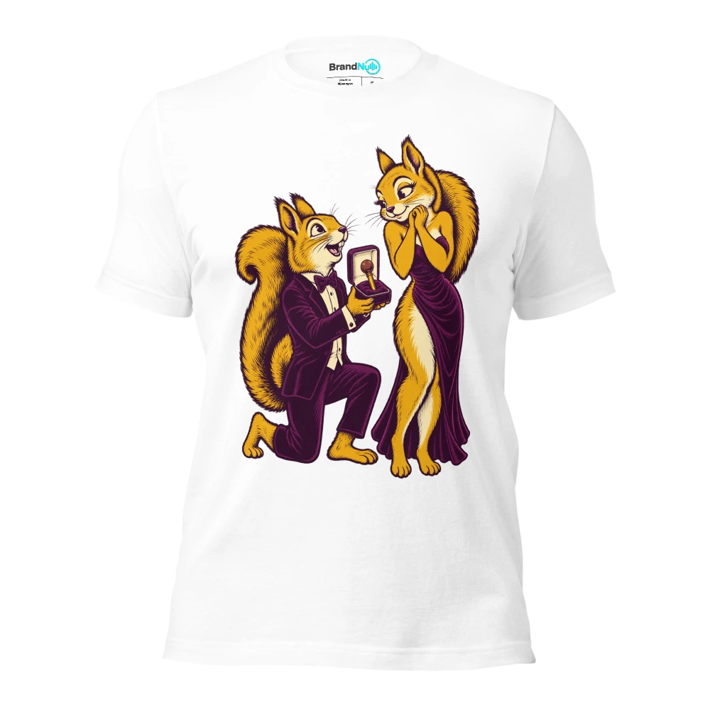 Squirrel offering a violin peg in a velvet gift box T Shirt White Front