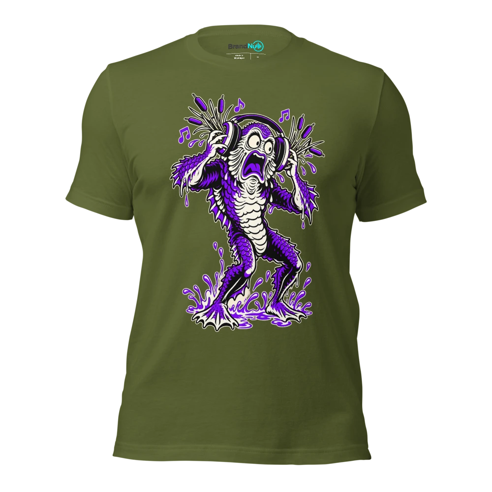 THE CREATURE FROM THE BASS LAGOON T Shirt Olive Front