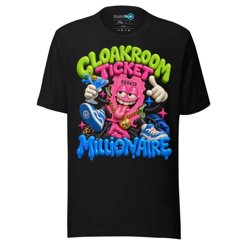 BrandNu Cloakroom Ticket Millionaire T-Shirt - Black