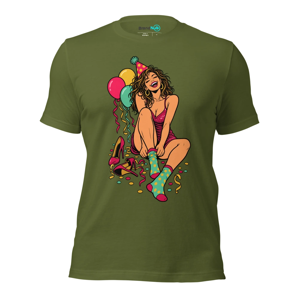 THE AFTERPARTY IS ME AND MY COMPRESSION SOCKS T Shirt Olive Front